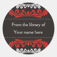 Personalized Bookplates - Colorful Flourishes Round Sticker