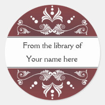 Personalized Bookplates - Colorful Flourishes Round Sticker