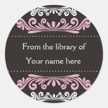 Personalized Bookplates - Colorful Flourishes Round Stickers