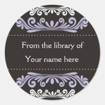Personalized Bookplates - Colorful Flourishes Round Stickers