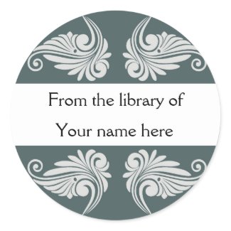 Personalized Bookplates - Flourishes Classic Round Sticker