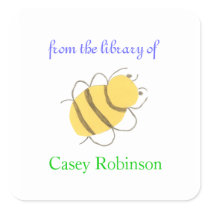 Personalized bookplates for children - little bee sticker