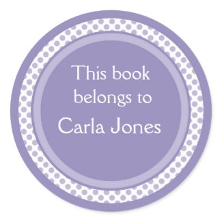 Personalized Bookplates:Lavender Polka Dots sticker