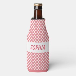 Personalized Bottle Cooler Polka Dots Your Color