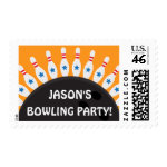 Personalized bowling party postage stamps stamp