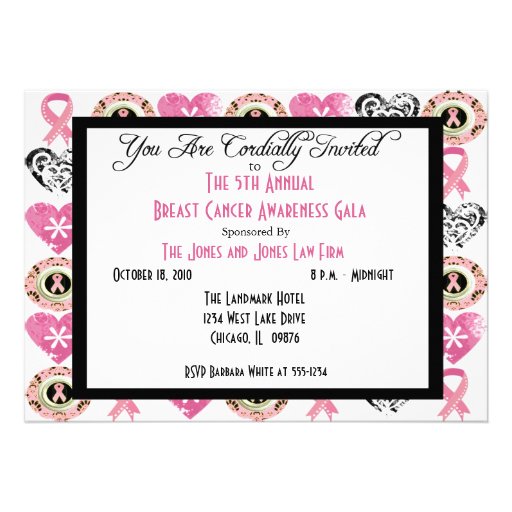 Personalized Breast Cancer Awareness Invitations..