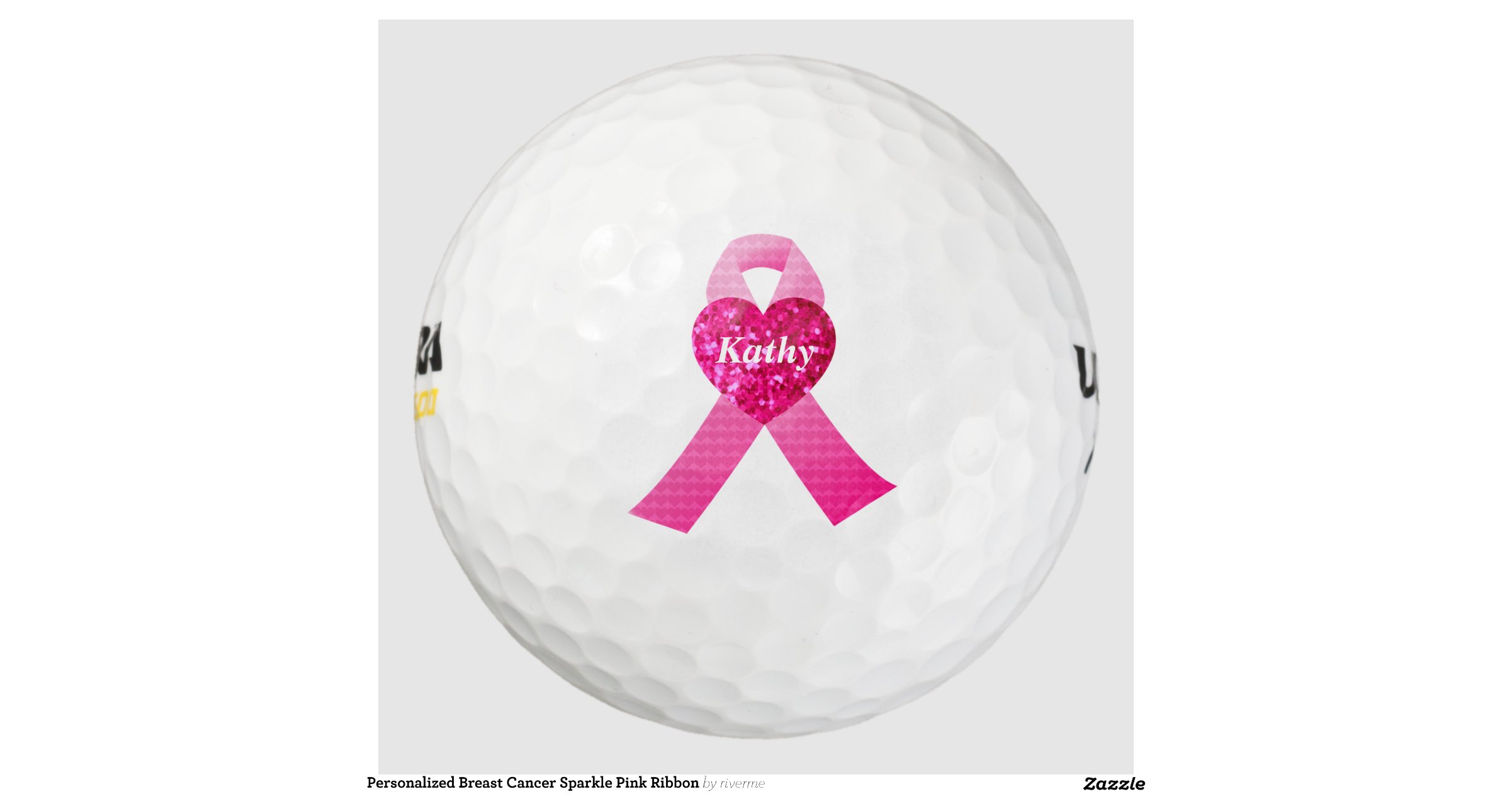 Personalized Breast Cancer Sparkle Pink Ribbon Pack Of Golf Balls | Zazzle