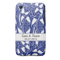 Personalized Bride & Groom Blue Vine iPhone 3 Case casemate cases