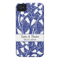 Personalized Bride & Groom Blue Vine iPhone 4 Case casemate cases