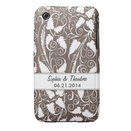 Personalized Bride Groom Brown Vine iPhone 3 Case
