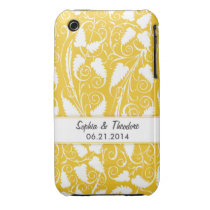 Personalized Bride & Groom Gold Vine iPhone 3 Case casemate cases