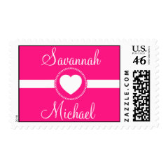 Personalized Bride Groom Heart Wedding Stamps