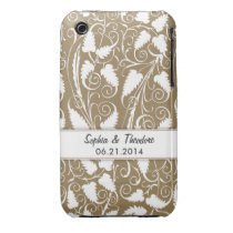 Personalized Bride & Groom Tan Vine iPhone 3 Case casemate cases