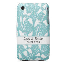Personalized Bride & Groom Teal Vine iPhone 3 Case casemate cases