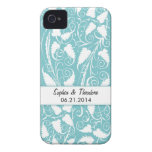 Personalized Bride & Groom Teal Vine iPhone 4 Case