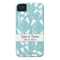 Personalized Bride & Groom Teal Vine iPhone 4 Case casemate cases