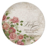 Personalized Bride & Groom,Trellis Rose Vintage Plates