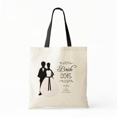 Personalized bride wedding favor canvas tote bag