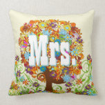 Personalized Brides Coral and Aqua Flower Tree american mojo pillows