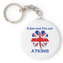 Personalized British Kiss Me I'm Atkins Key Chain