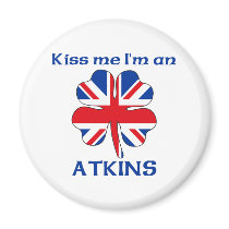Personalized British Kiss Me I'm Atkins Magnets