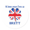 Personalized British Kiss Me I'm Brett stickers