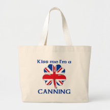 Personalized British Kiss Me I'm Canning Tote Bags