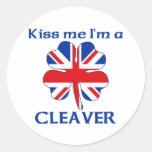 Personalized British Kiss Me I'm Cleaver Round Sticker