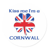Personalized British Kiss Me I'm Cornwall stickers by KissMeTshirts Personalized British Kiss Me I'm Cornwall stickers
