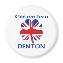Personalized British Kiss Me I'm Denton magnets