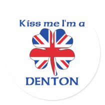 Personalized British Kiss Me I'm Denton stickers