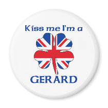 Personalized British Kiss Me I'm Gerard magnets