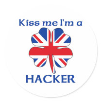 Personalized British Kiss Me I'm Hacker stickers