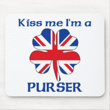 Personalized British Kiss Me I'm Purser Mouse Mat