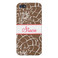 Personalized Brown and Pink Floral iPhone Case Cases For iPhone 5