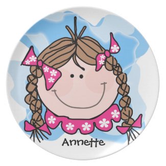Personalized Brown Hair Girl Plate
