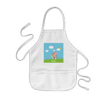 Personalized brown hair horse rider girl floral apron
