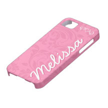 Personalized Bubblegum Pink Damask iPhone 5 Cover