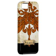 Personalized Burnt Orange Antique Scroll Work iPhone 5 Case