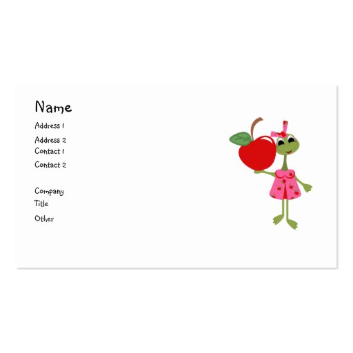Personalized Business/Calling Card-Teacher & Apple Business Card Template (front side)