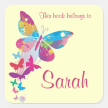 Personalized Butterfly Bookplate Sticker