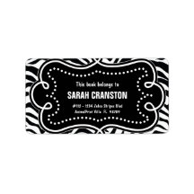 Personalized BW Zebra Stripes Pattern Bookplate Personalized Address Label