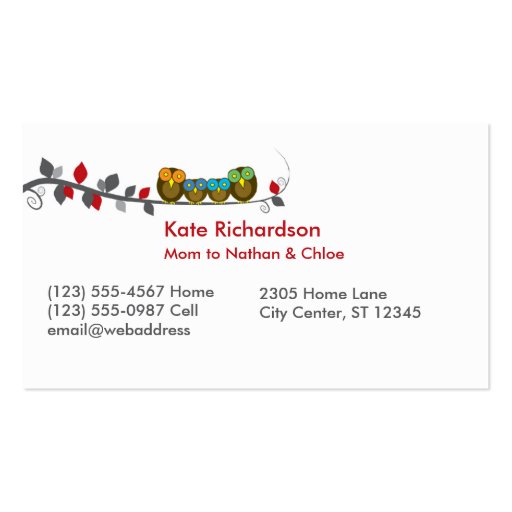 Personalized Calling Cards/Business Cards (front side)