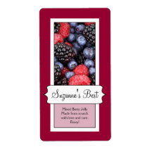 Personalized Canning Jar Label, Berries Custom Shipping Label