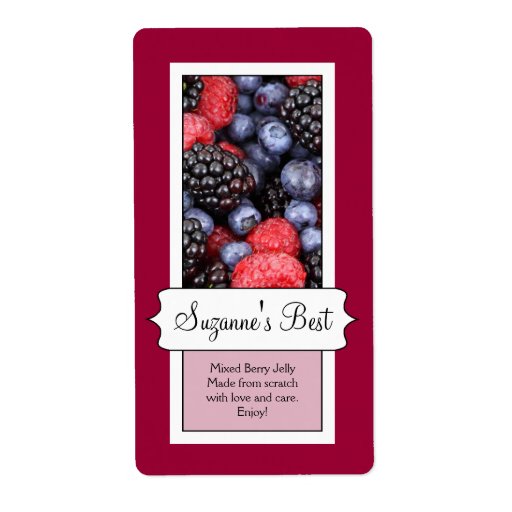 Personalized Canning Jar Label, Berries Custom Shipping Label