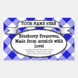 Personalized Canning Jar Label, Blue Gingham Jam stickers