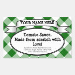 Personalized Canning Jar Label, Green Gingham Jam stickers