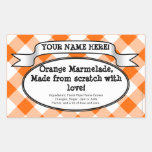Personalized Canning Jar Label, Orange Gingham Jam stickers