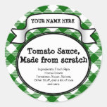 Personalized Canning Jar/Lid Label, Green Gingham stickers