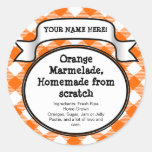 Personalized Canning Jar/Lid Label, Orange Gingham stickers